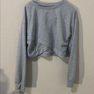 gray cropped long sleeve top